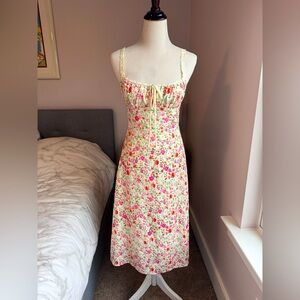 Commense Butter Yellow Floral Sun Dress Size S